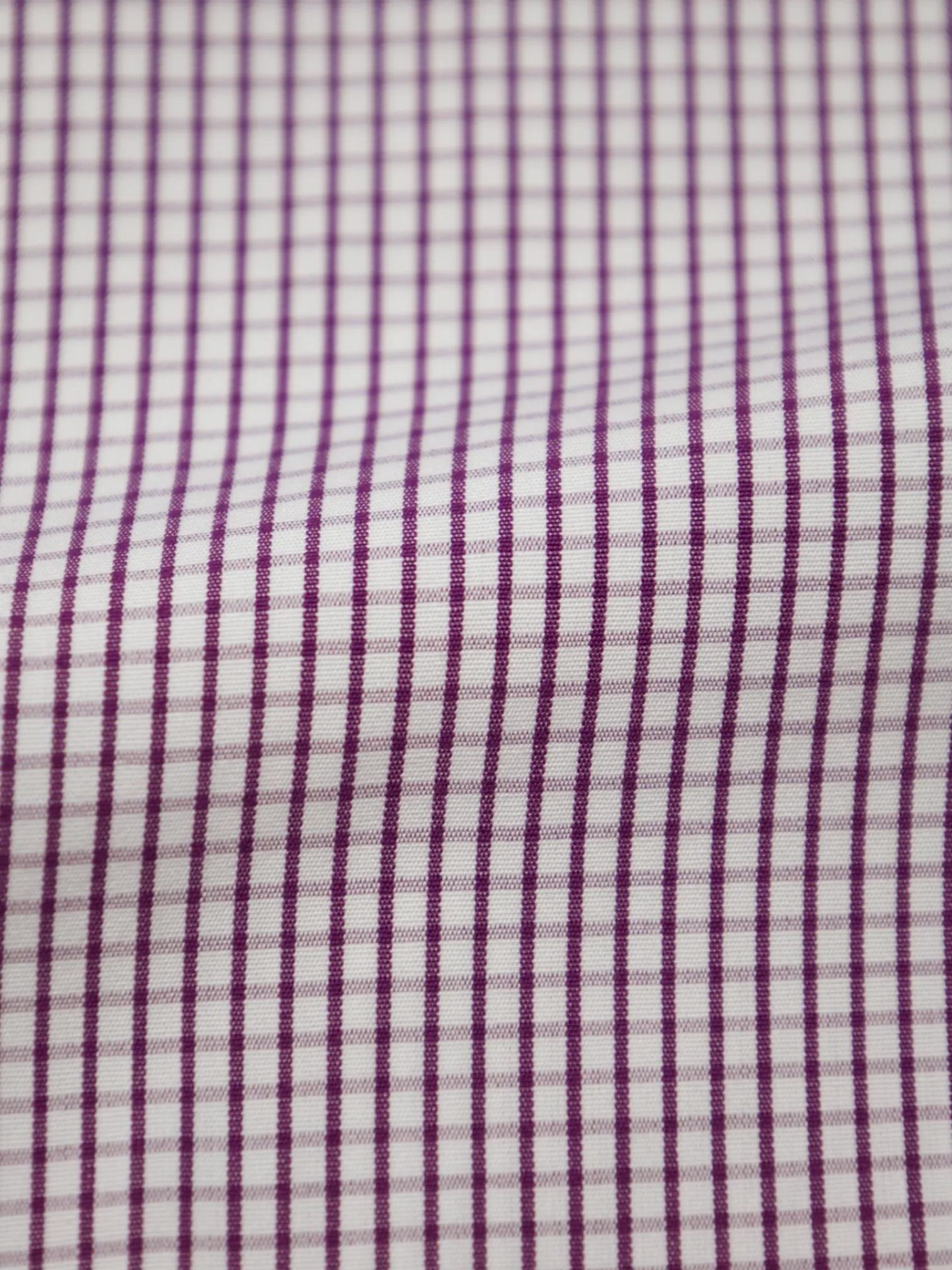 Brioni White & Aubergine Cotton Gingham Check Shirt