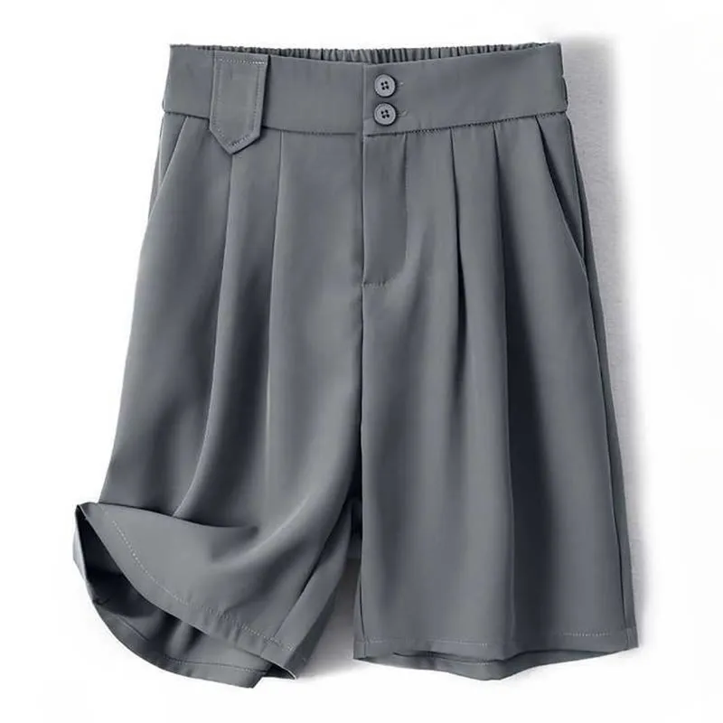Buddha Stones Summer Casual Zipper Button Loose Plain Cotton Linen Women's Shorts With Pockets