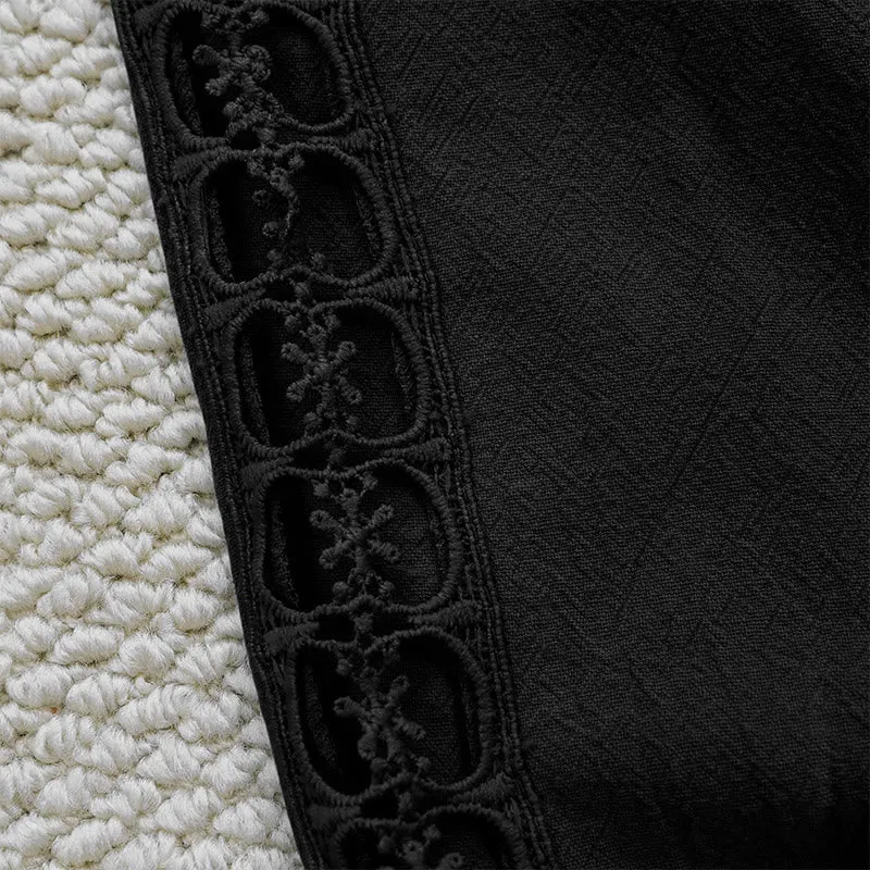 Buddha Stones Summer Plain Color Splicing Design Cotton Linen Women's Pants With Pockets