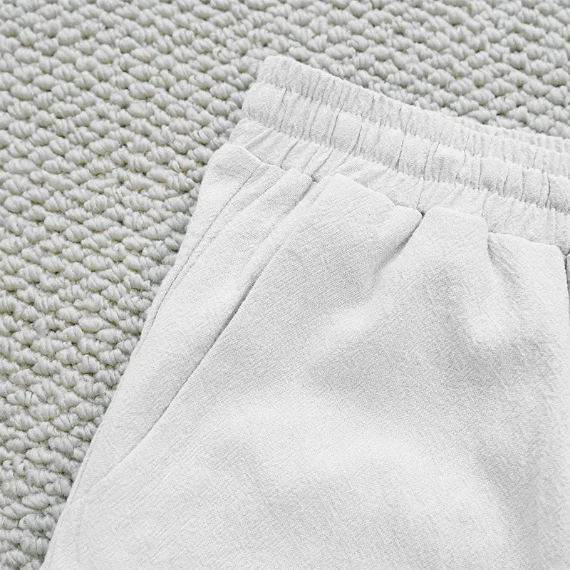 Buddha Stones Summer Plain Color Splicing Design Cotton Linen Women's Pants With Pockets