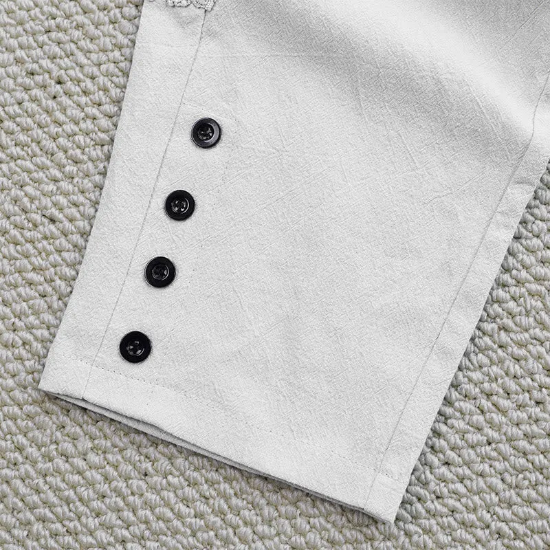 Buddha Stones Summer Plain Color Splicing Design Cotton Linen Women's Pants With Pockets