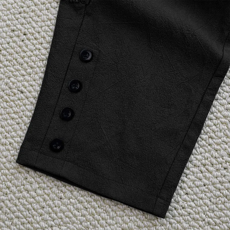 Buddha Stones Summer Plain Color Splicing Design Cotton Linen Women's Pants With Pockets