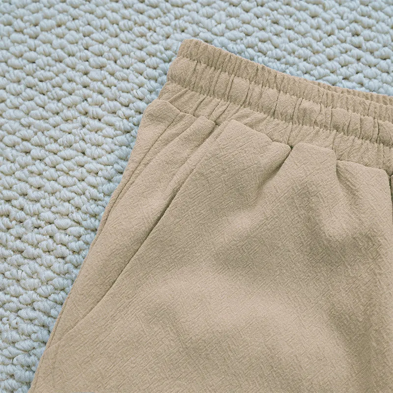 Buddha Stones Summer Plain Color Splicing Design Cotton Linen Women's Pants With Pockets