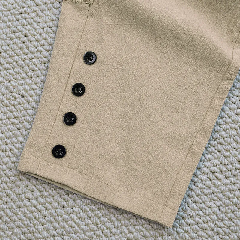 Buddha Stones Summer Plain Color Splicing Design Cotton Linen Women's Pants With Pockets