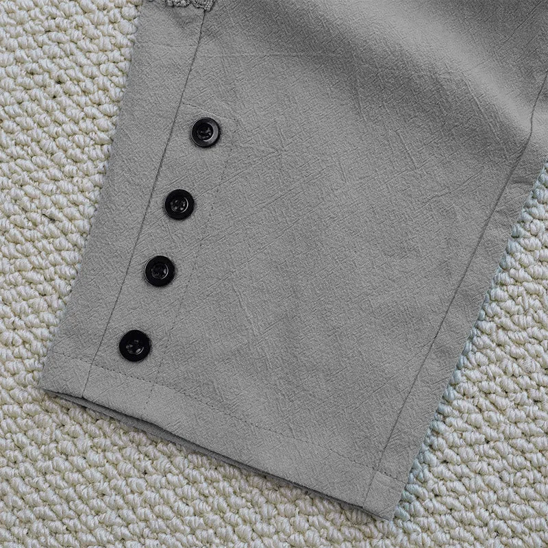 Buddha Stones Summer Plain Color Splicing Design Cotton Linen Women's Pants With Pockets