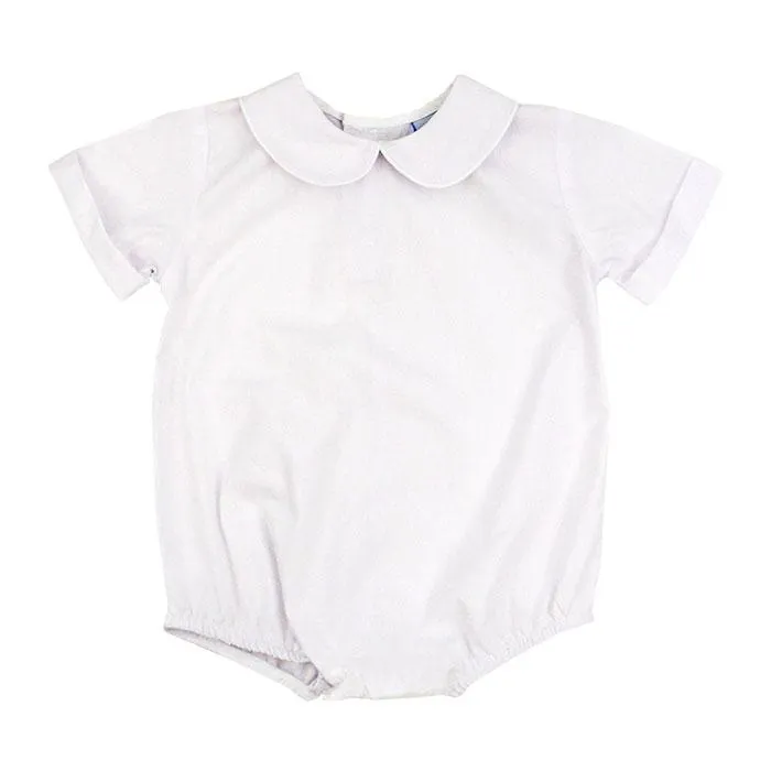 BUTTON BACK BOYS SHORT SLEEVE PIPED ONESIE - WHITE