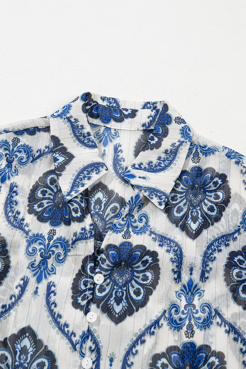 Button V Neck Loose Shirt