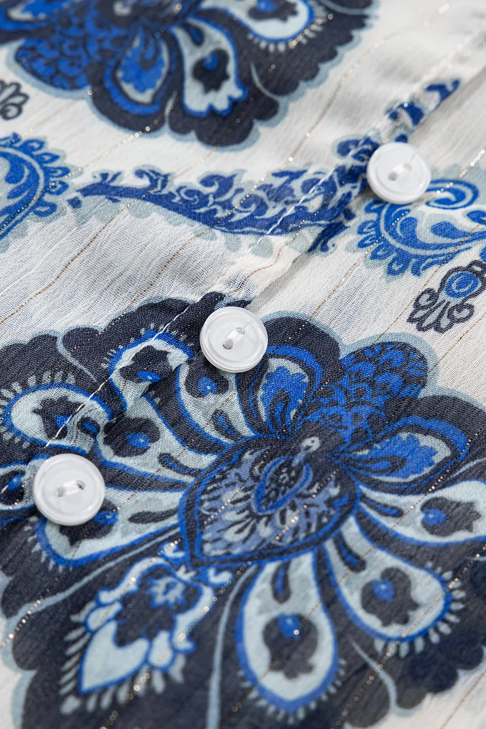 Button V Neck Loose Shirt