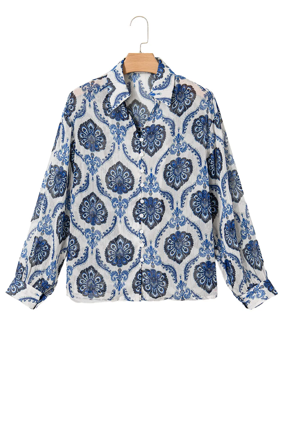 Button V Neck Loose Shirt