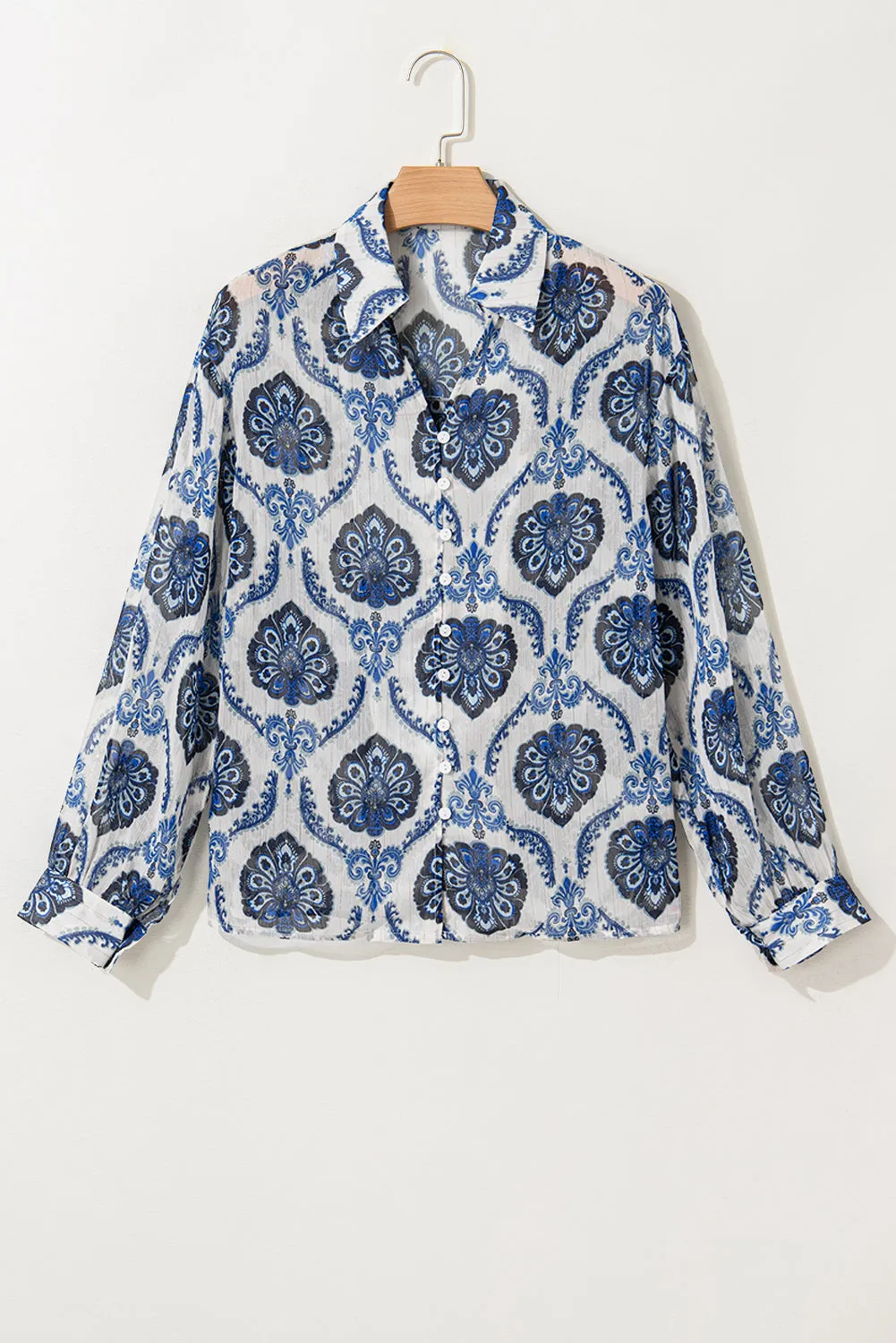Button V Neck Loose Shirt