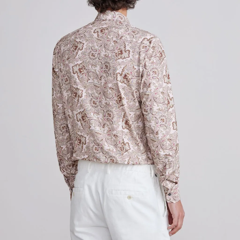 BYRON PAISLEY PRINT FLEX KNIT SHIRT - MEDIUM PINK