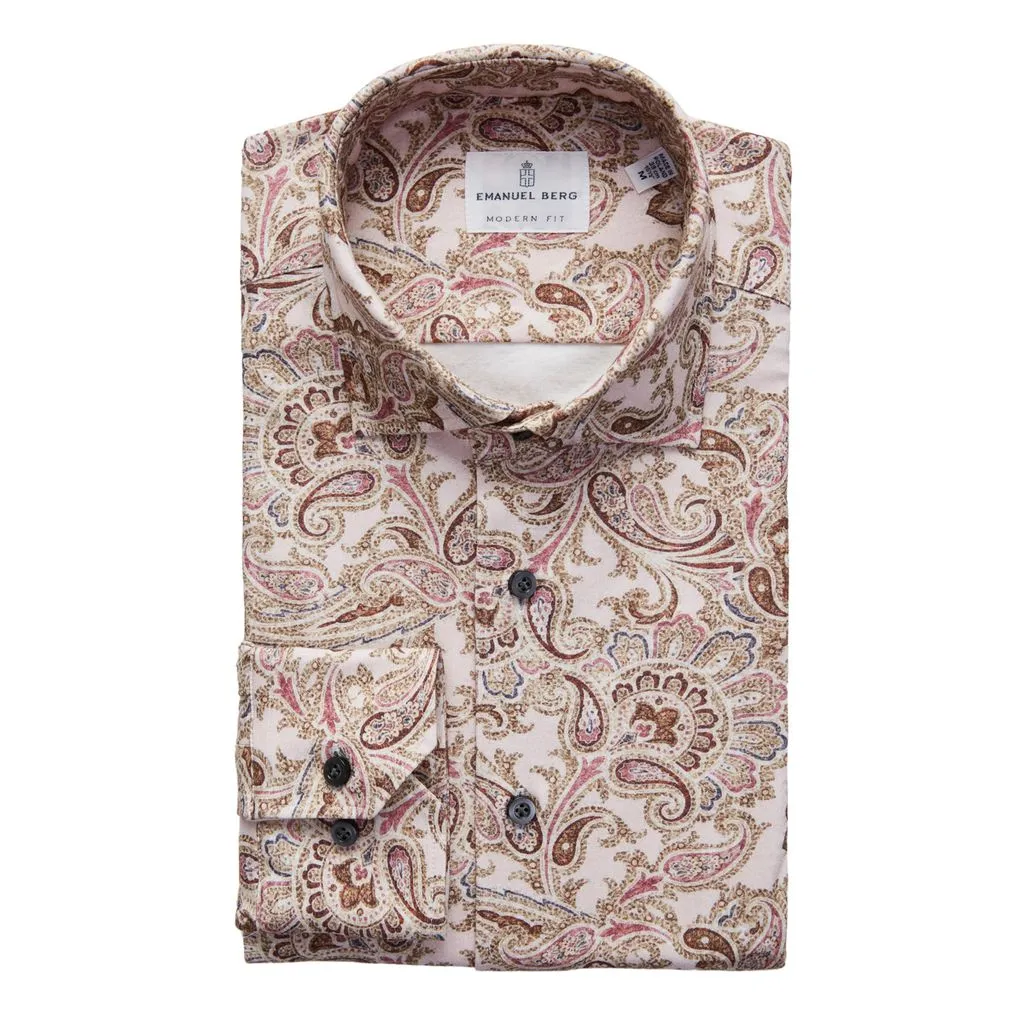 BYRON PAISLEY PRINT FLEX KNIT SHIRT - MEDIUM PINK
