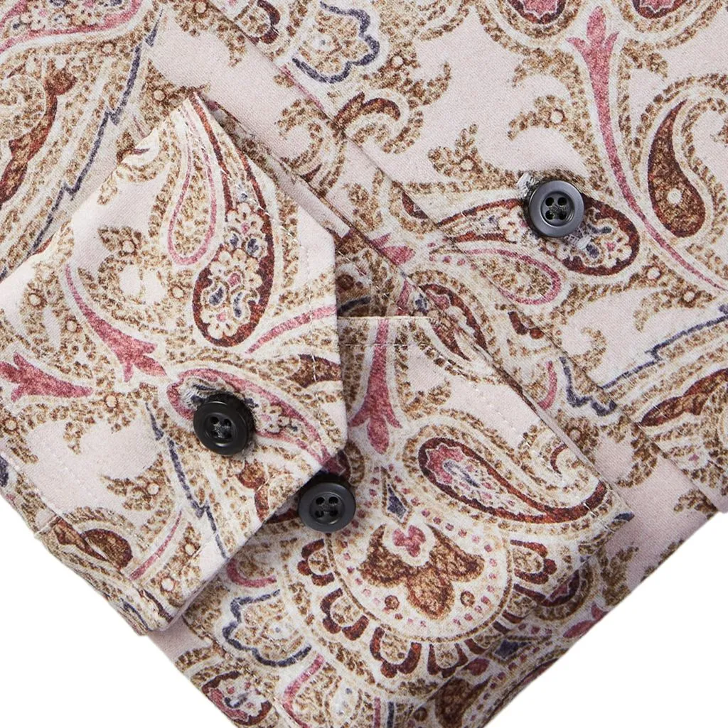 BYRON PAISLEY PRINT FLEX KNIT SHIRT - MEDIUM PINK