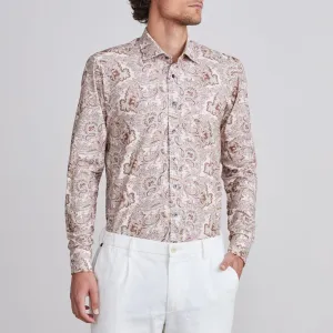 BYRON PAISLEY PRINT FLEX KNIT SHIRT - MEDIUM PINK