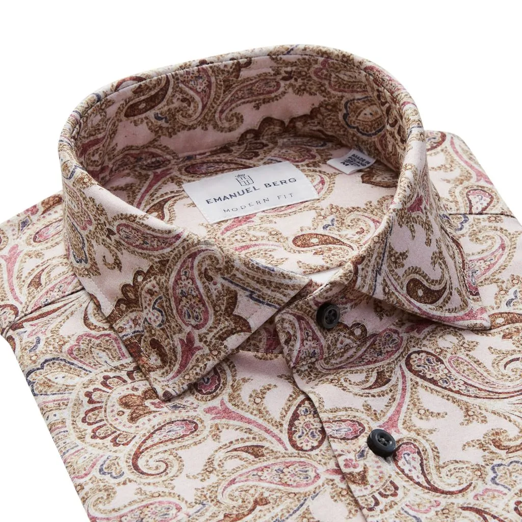 BYRON PAISLEY PRINT FLEX KNIT SHIRT - MEDIUM PINK