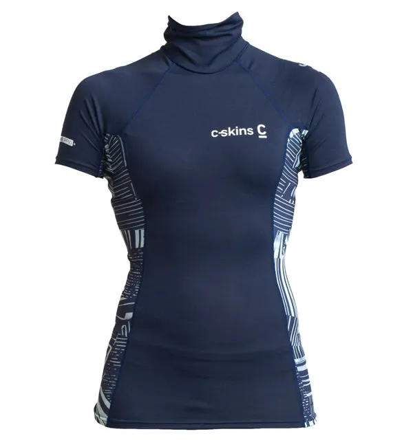 C Skins Womens UV Skins Short Sleeved Turtle Neck Rash Vest