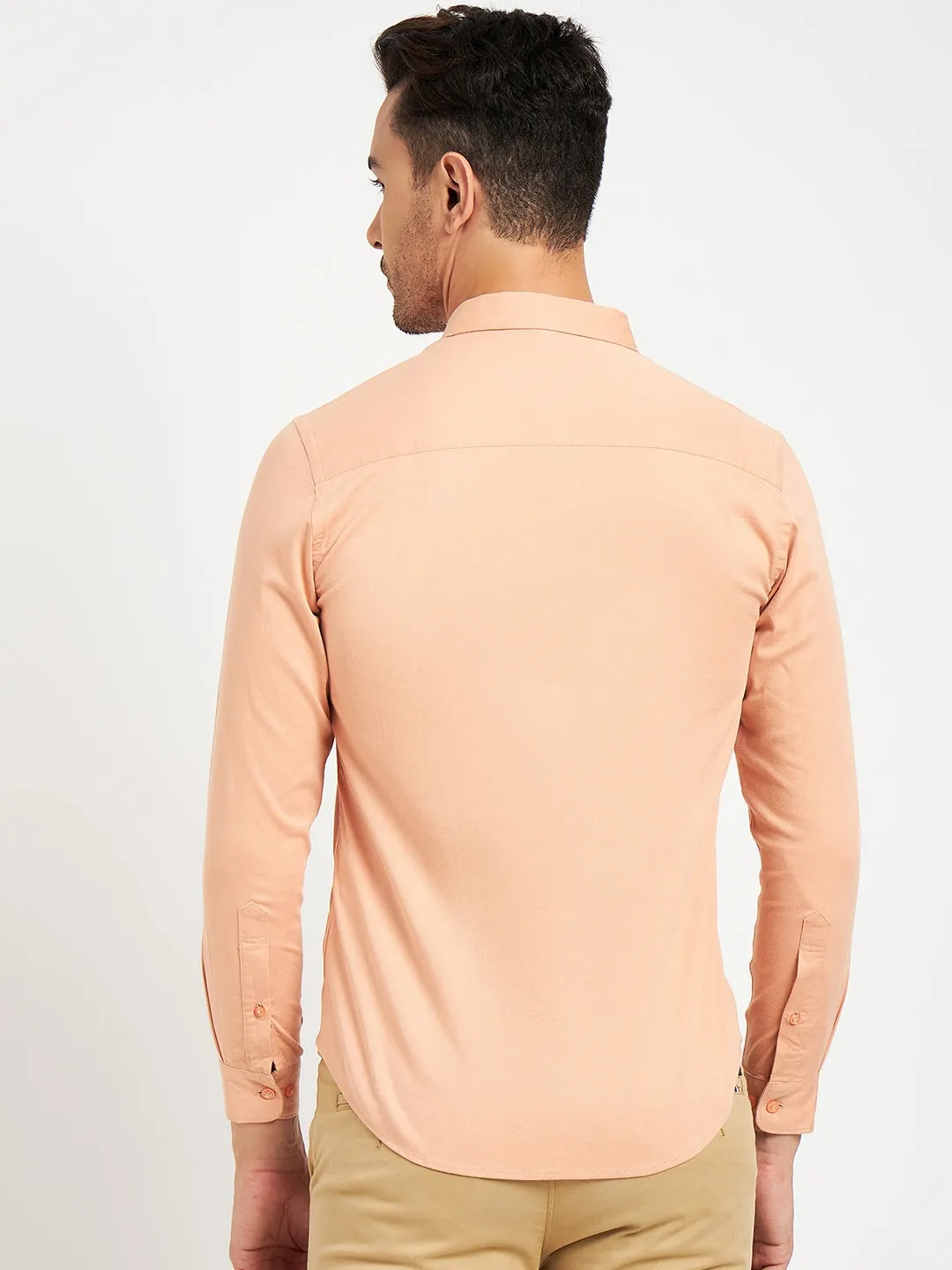 Camla Barcelona Solid Peach Shirt For Men