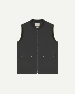 Canvas Vest With Flap Pockets - Charcoal