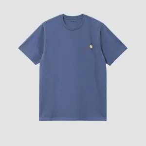 Carhartt WIP American Script T-Shirt Blue Iris