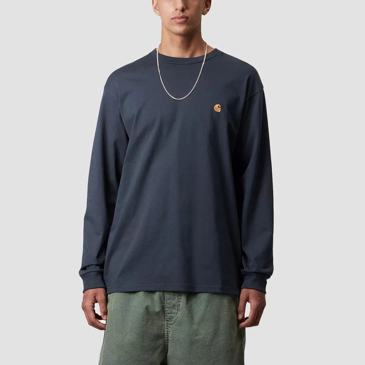 Carhartt WIP Chase Longsleeve T-Shirt Dusky Blue/Gold