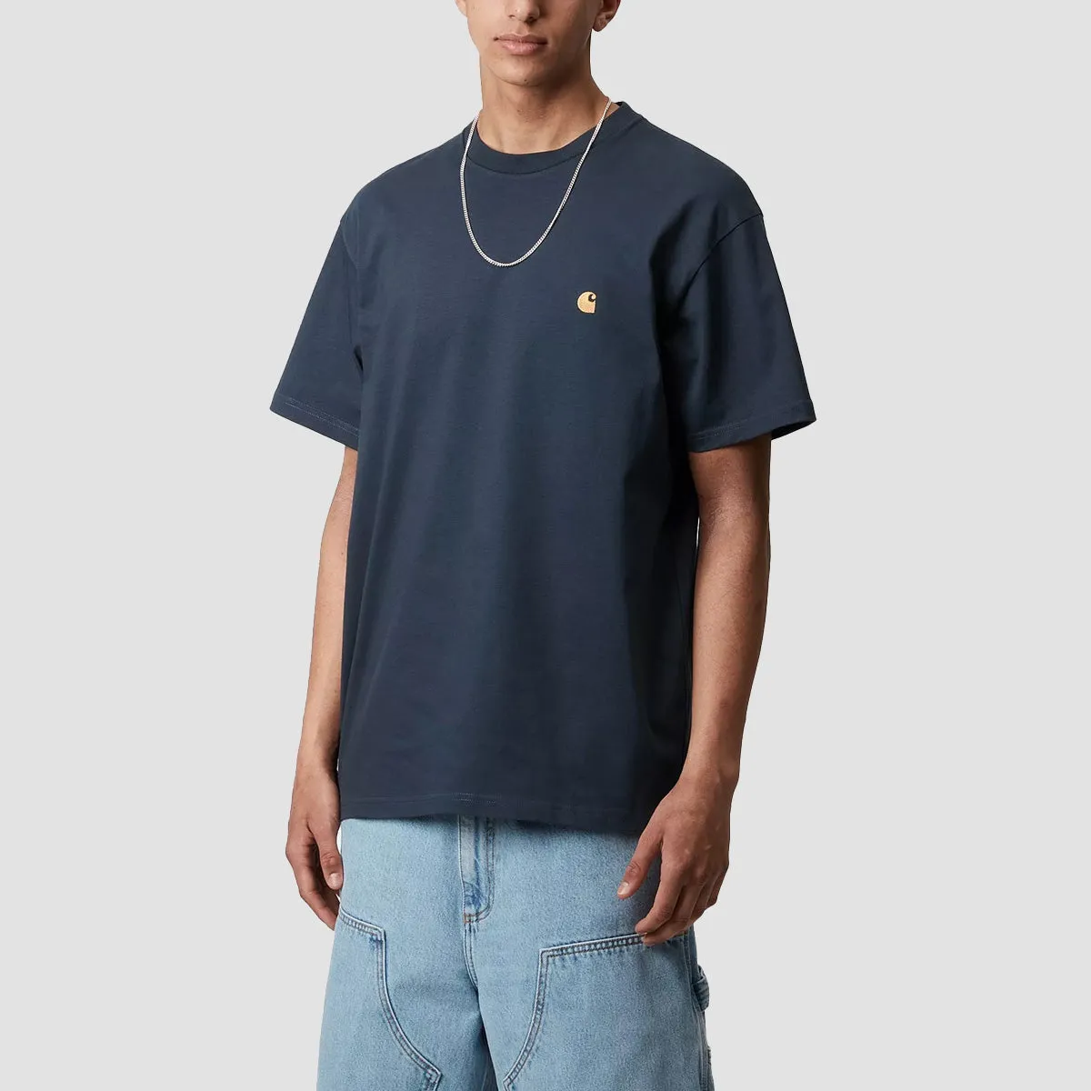Carhartt WIP Chase T-Shirt Dusky Blue/Gold