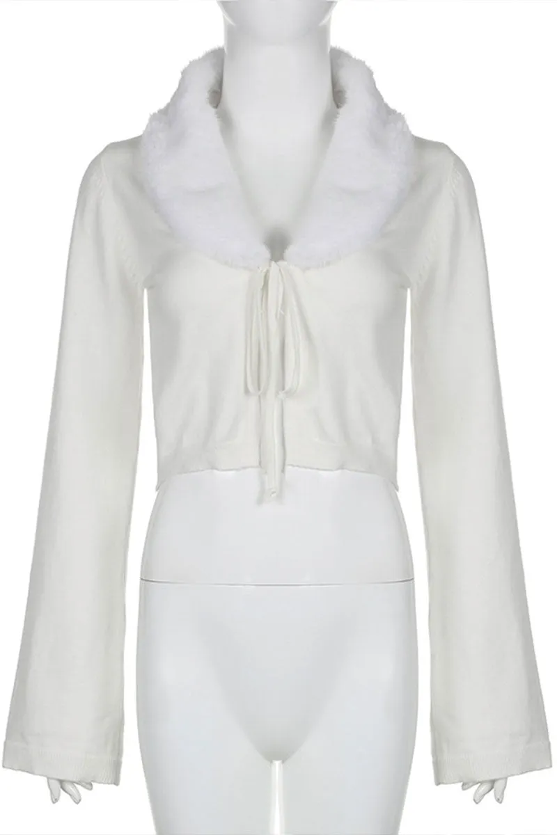 CG0543 Fur Collar Knitted Shirt