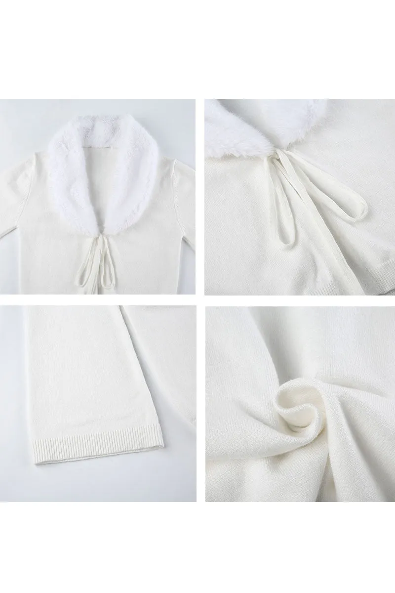 CG0543 Fur Collar Knitted Shirt