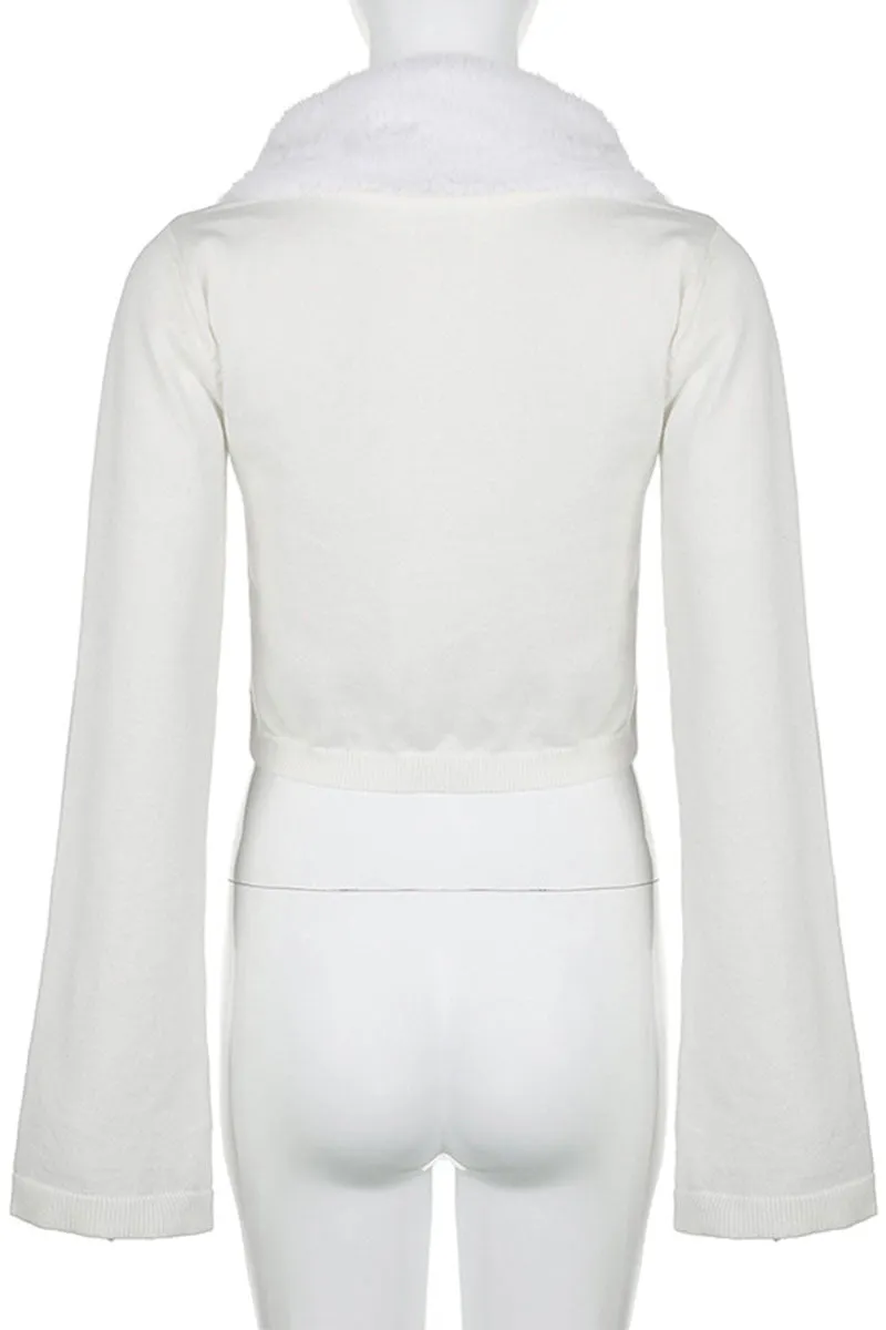CG0543 Fur Collar Knitted Shirt