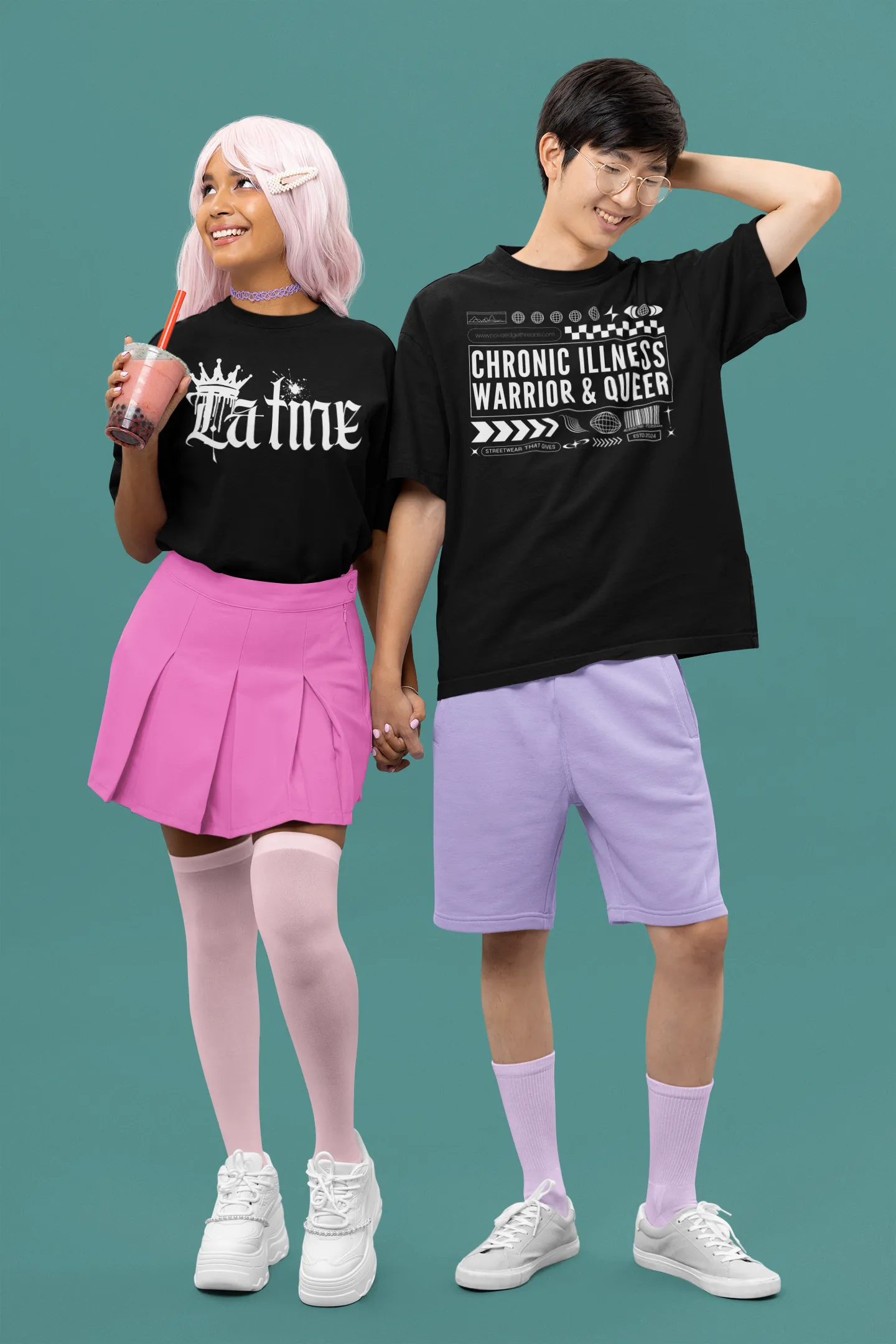 Chronic Illness Warrior & Queer Graphic Tee Mental Health Awareness Oversize Deep Drop Shoulder Tee - 190 GSM