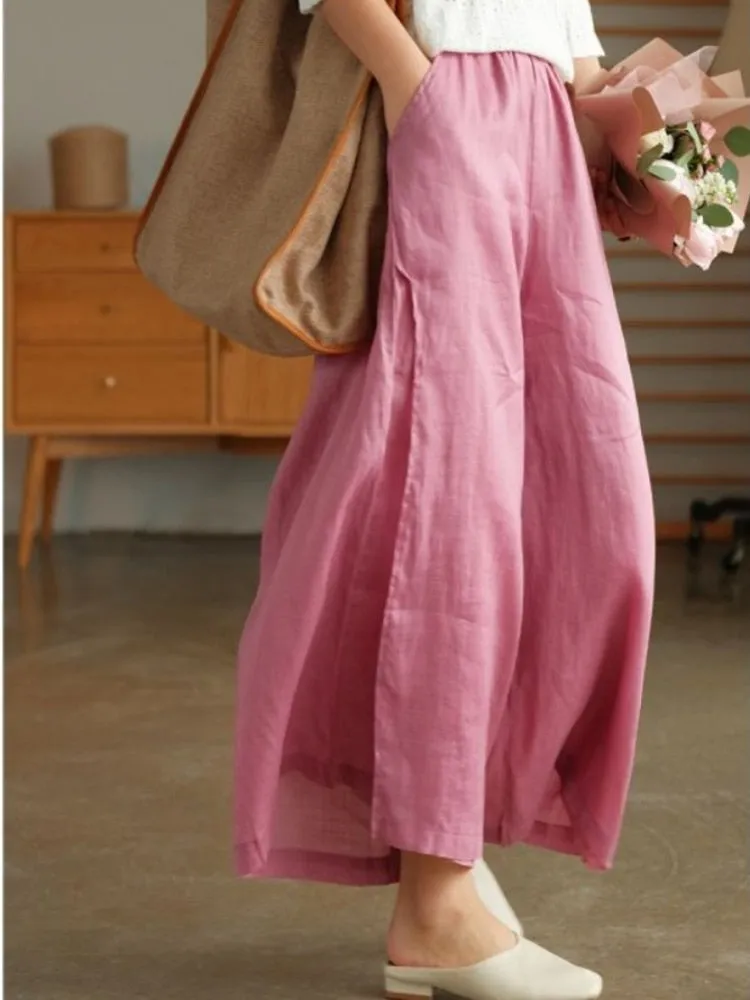 CityHottie - Women's Summer Korean Fashion Wide-leg Ninth Pants New Simple Loose Ankle-Length Trousers Ladies Solid Color Straight Sweatpants