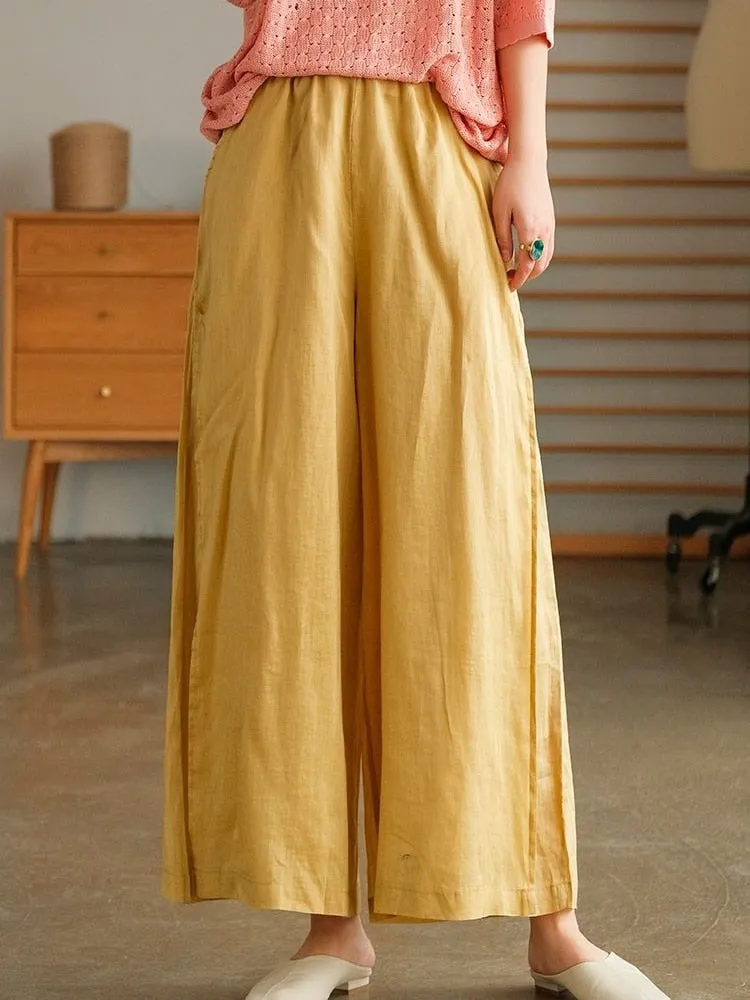 CityHottie - Women's Summer Korean Fashion Wide-leg Ninth Pants New Simple Loose Ankle-Length Trousers Ladies Solid Color Straight Sweatpants