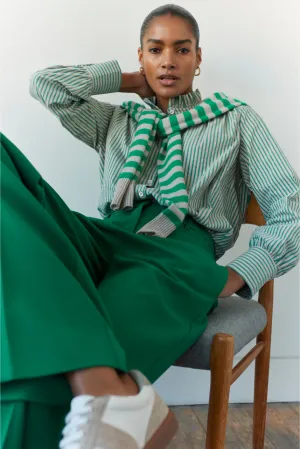 Clemmy Shirt - Green/Tan Stripe