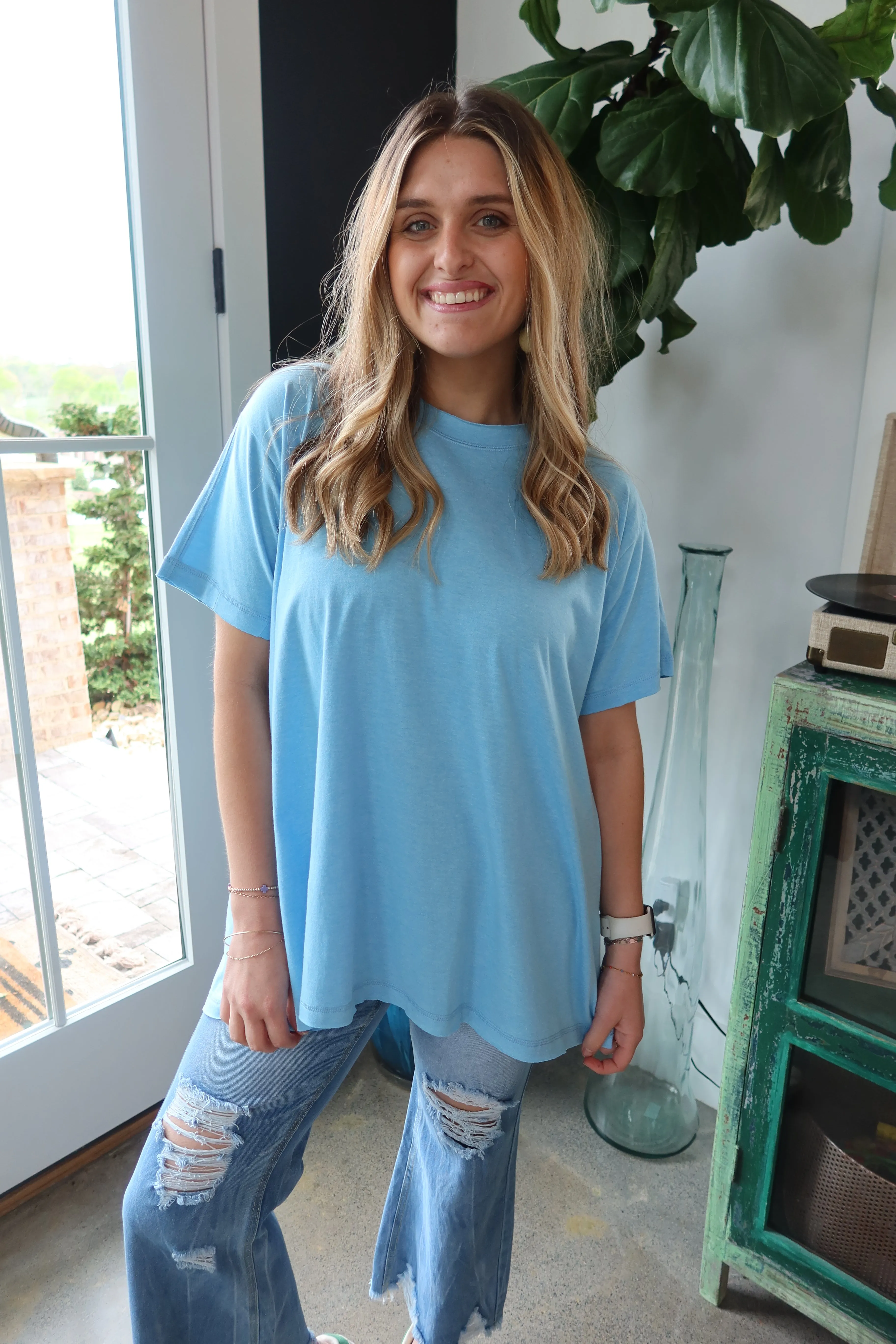 COTTON DROP SHOULDER OVERSIZED TOP