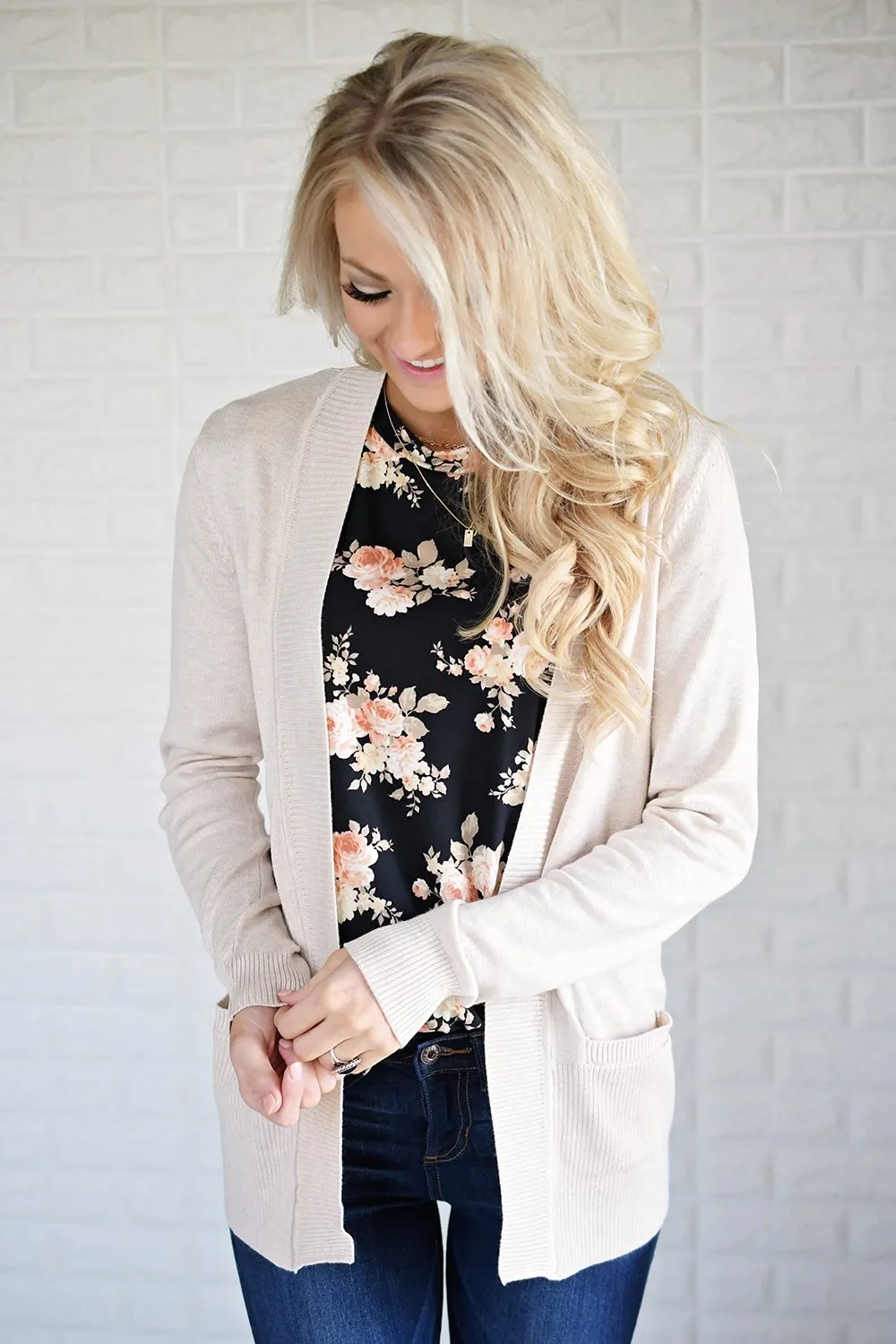 Cream Open Cardigan