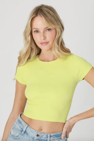 Cropped Ribbed Baby Tee - Lemonade