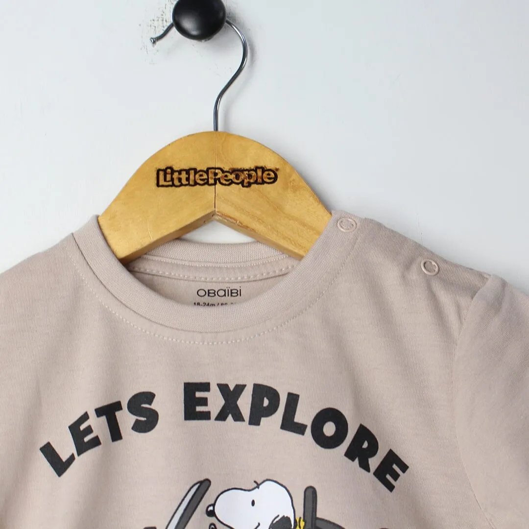 Decent Beige Themed Boys T-Shirt
