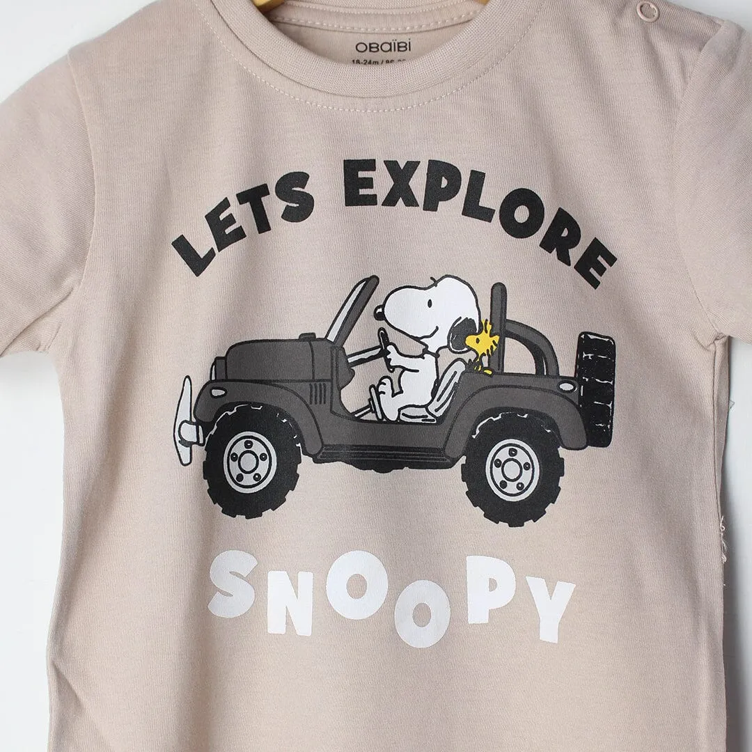 Decent Beige Themed Boys T-Shirt