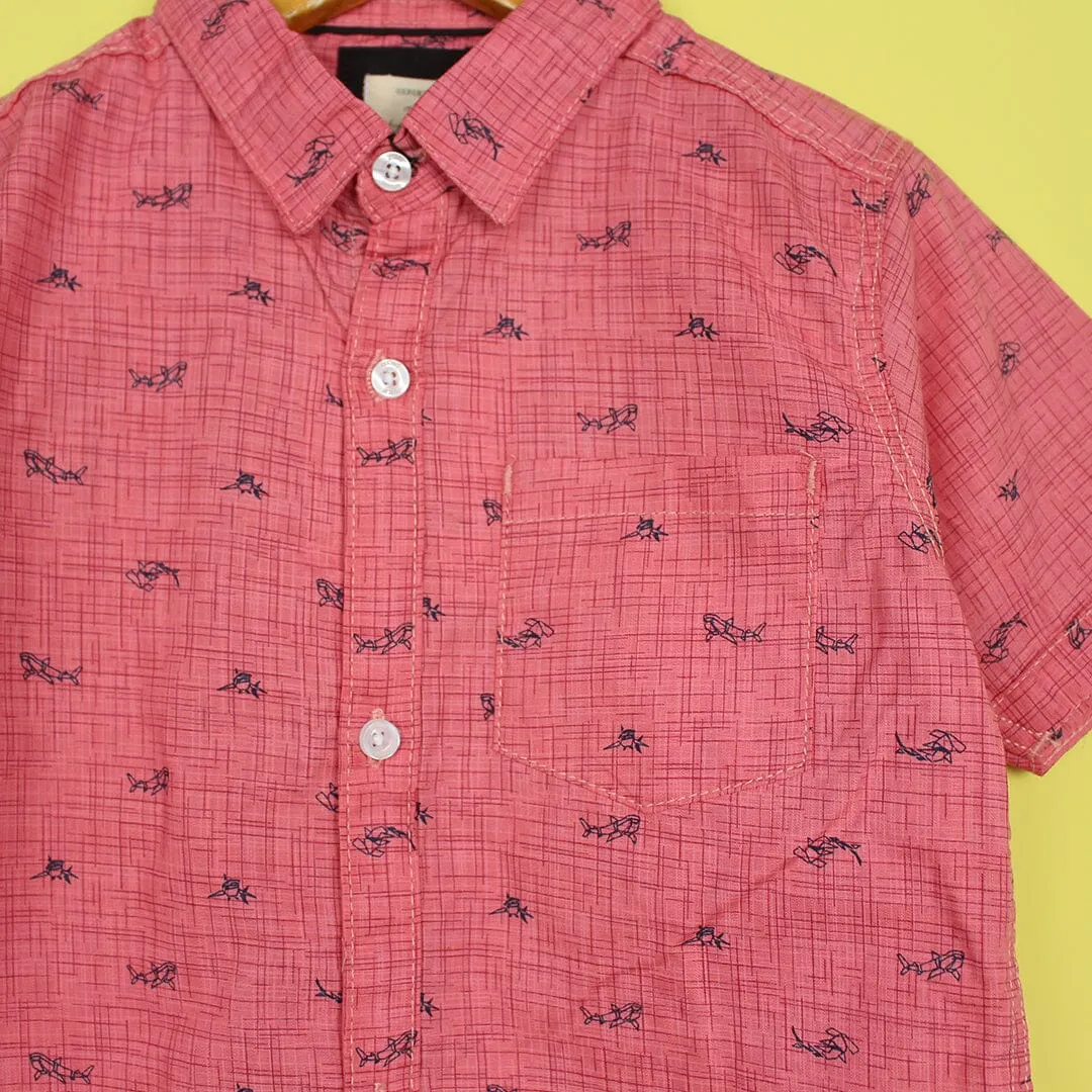 Decent Pink Themed Stylish Boys Casual Shirt