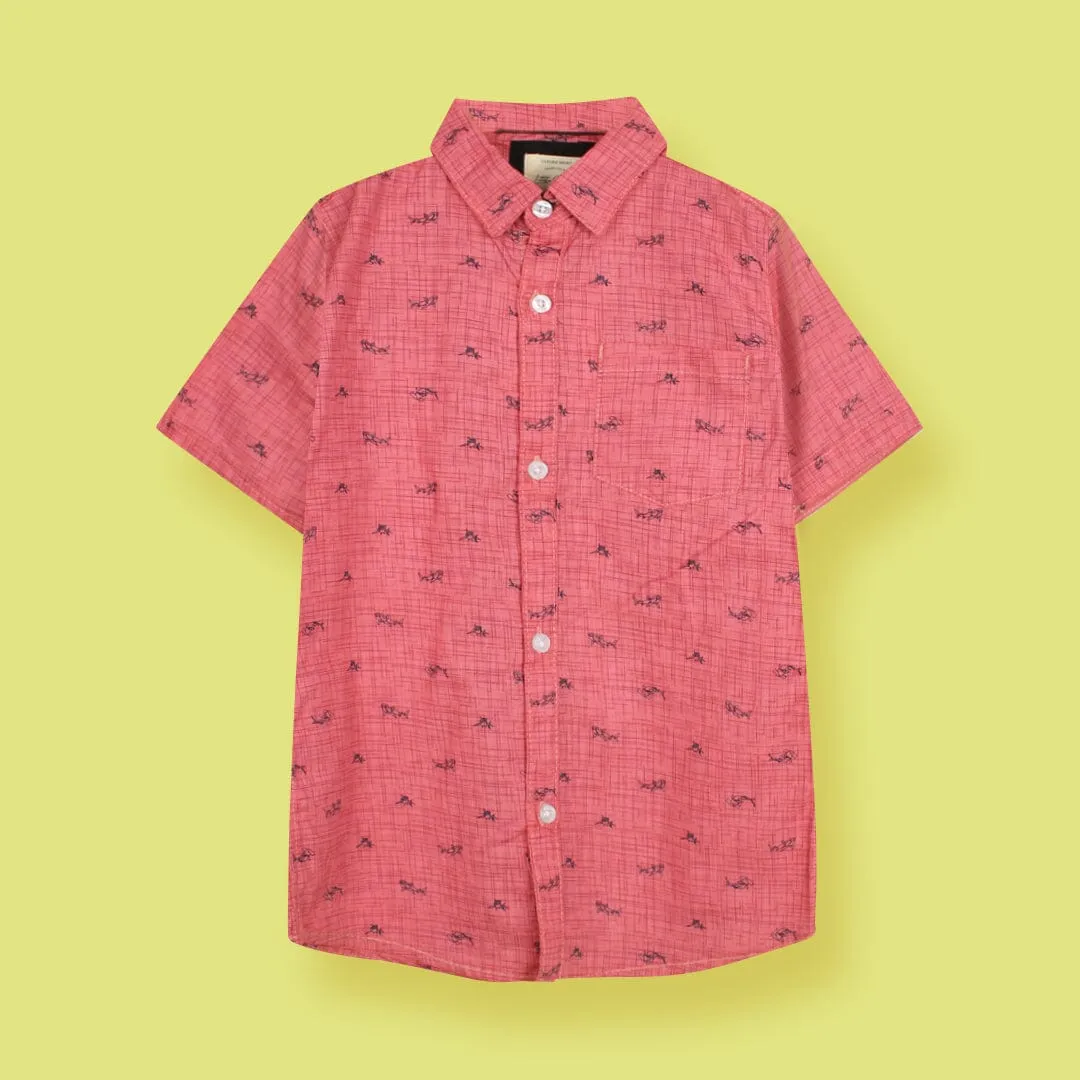 Decent Pink Themed Stylish Boys Casual Shirt