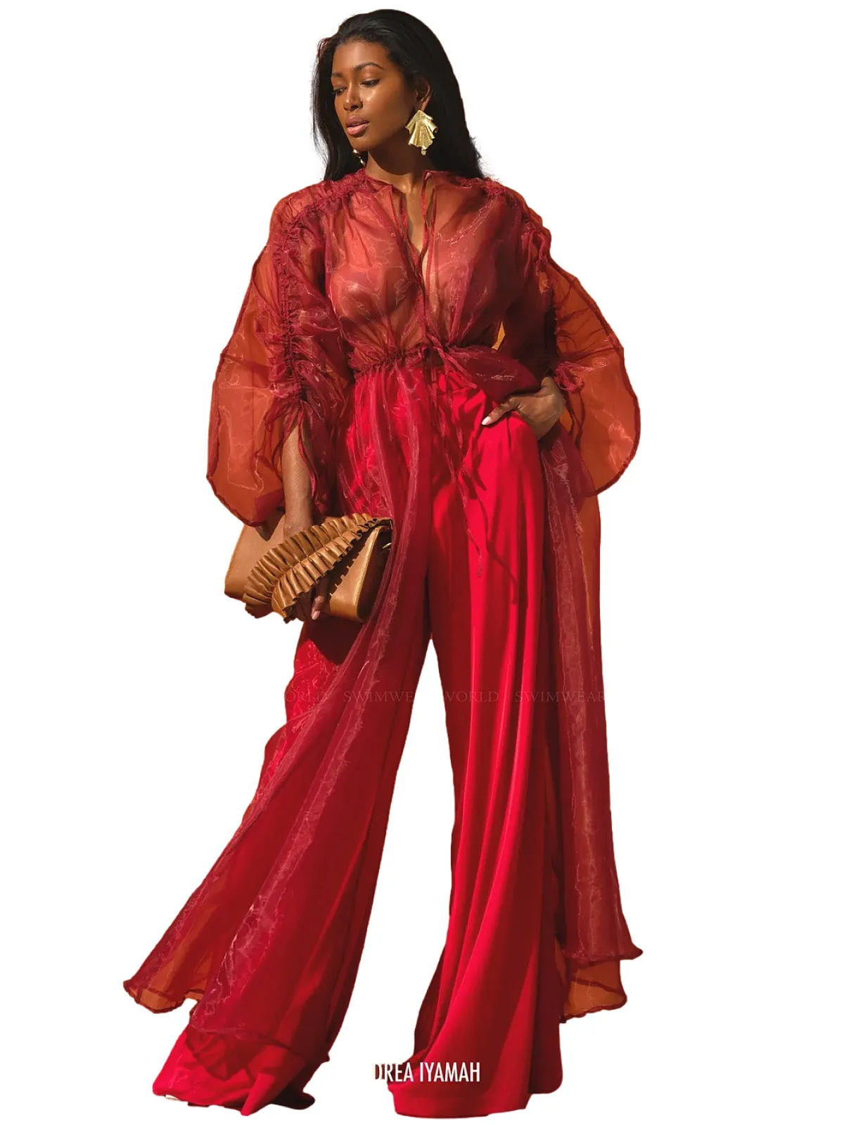 Deko Bubble Sleeve Cover Up-Ara Full length Pants ::RET