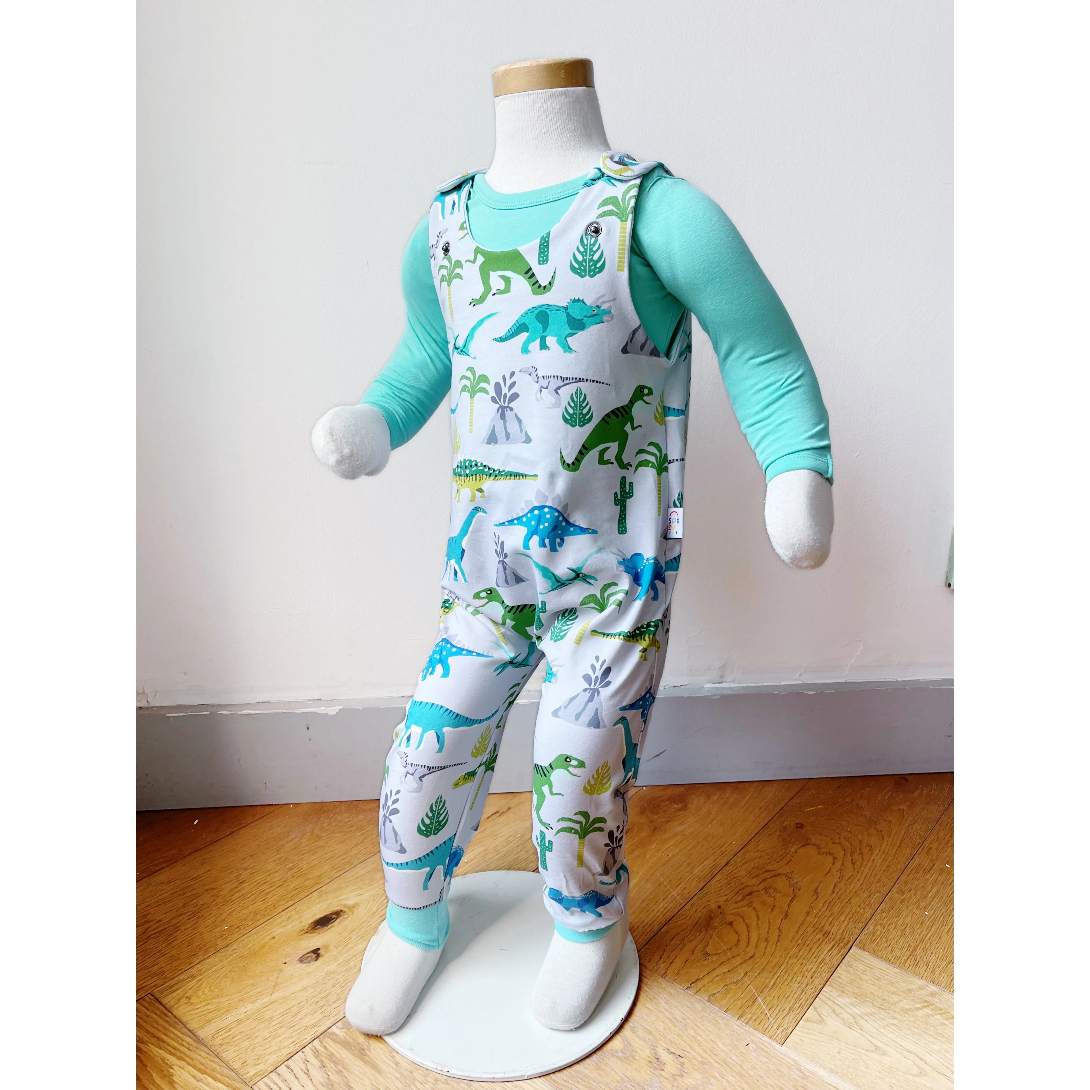 Dinosaur Childrens Organic Dungarees