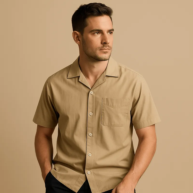 Domoir | Camp Collar Cotton Polo Shirt