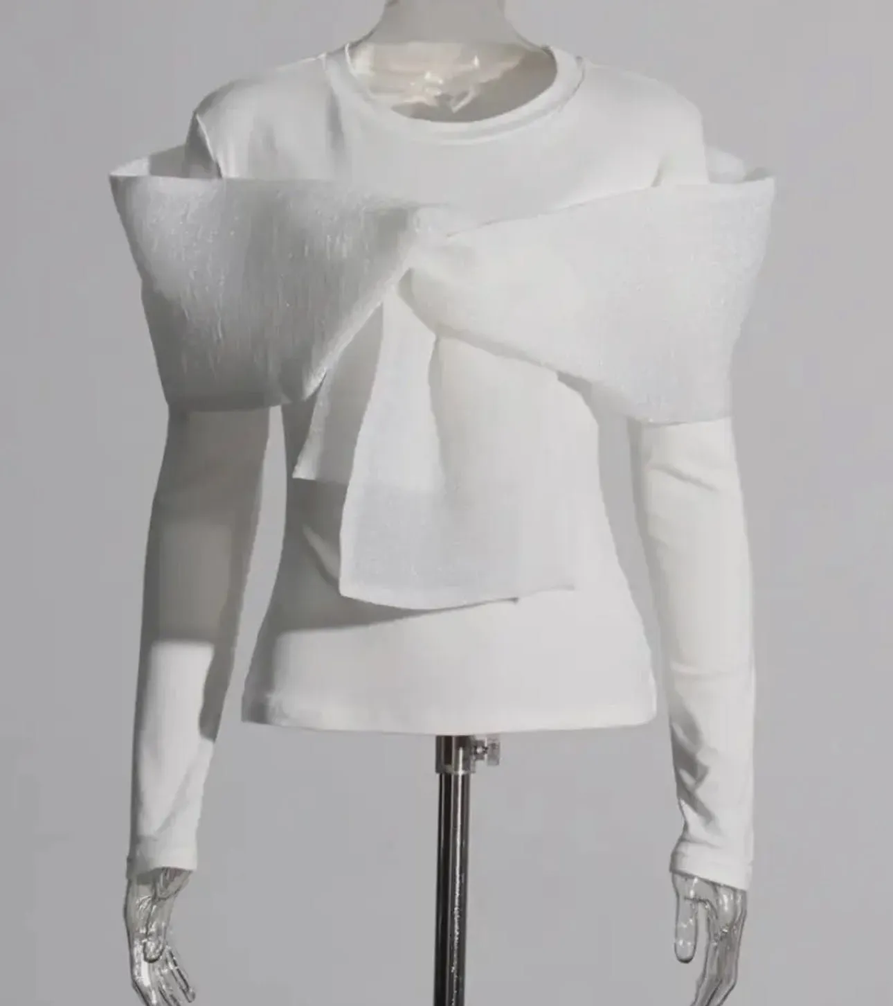 Dressy Long Sleeve Tee - White