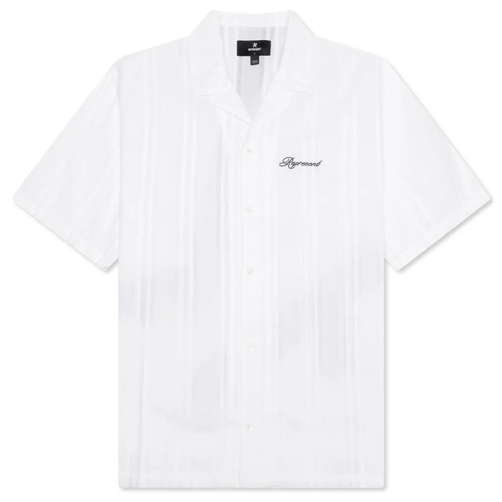 Embroidered Bowling Shirt - Antique White