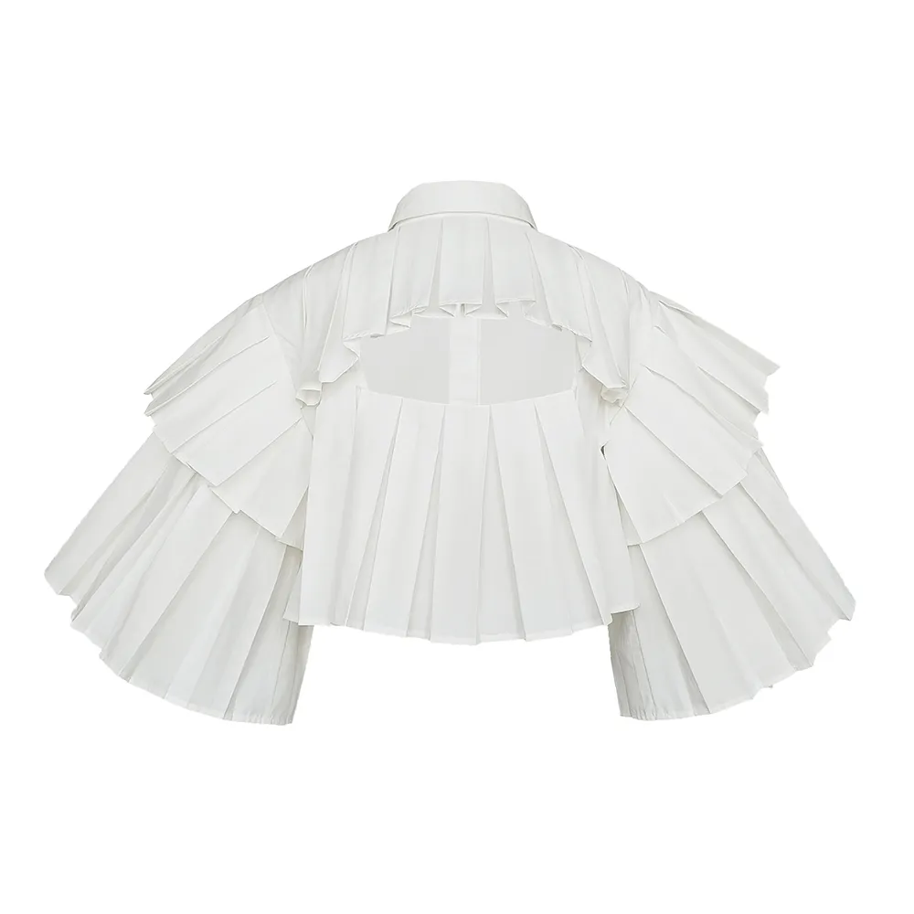 Eva- Organic Cotton Tiered Pleat Open Back Shirt