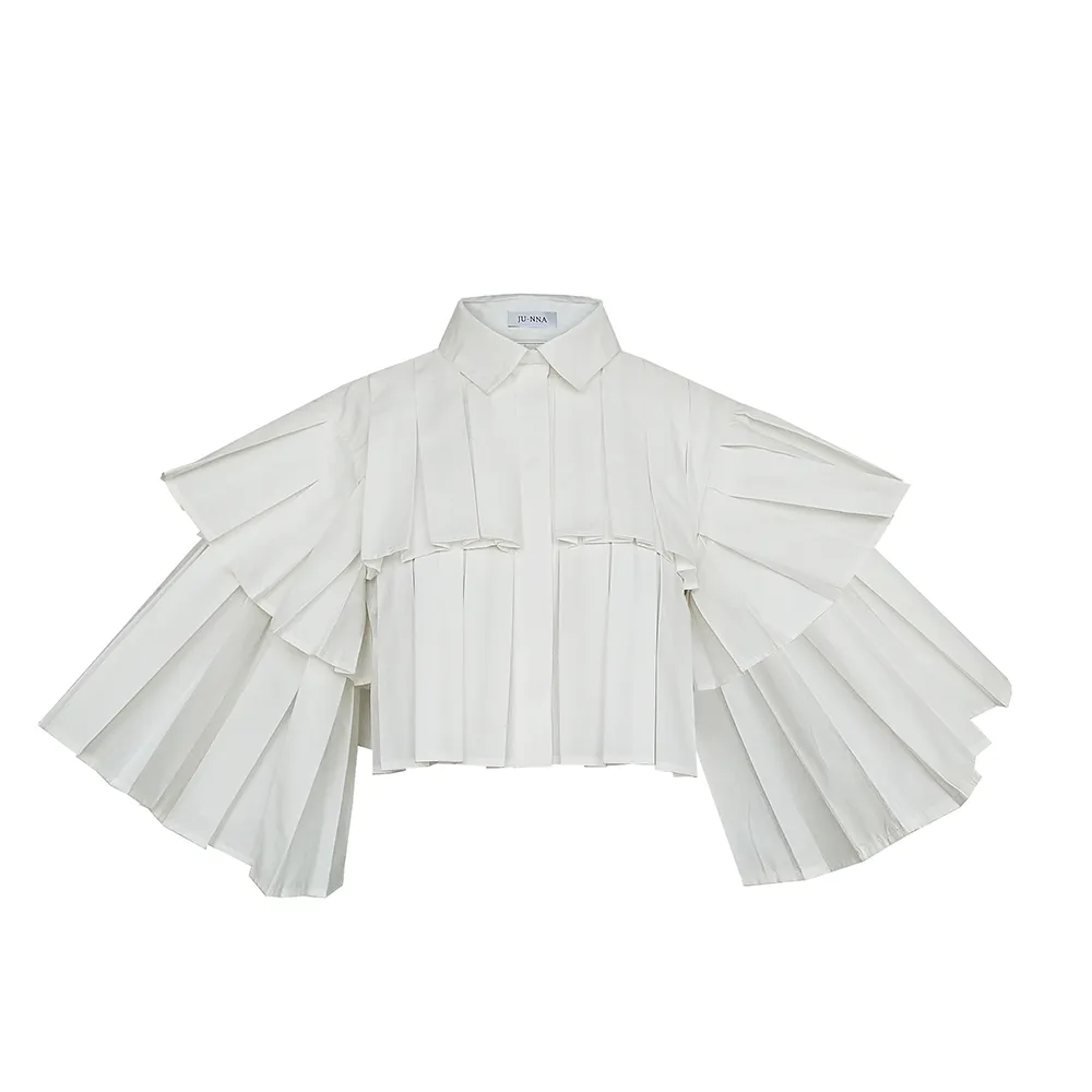 Eva- Organic Cotton Tiered Pleat Open Back Shirt