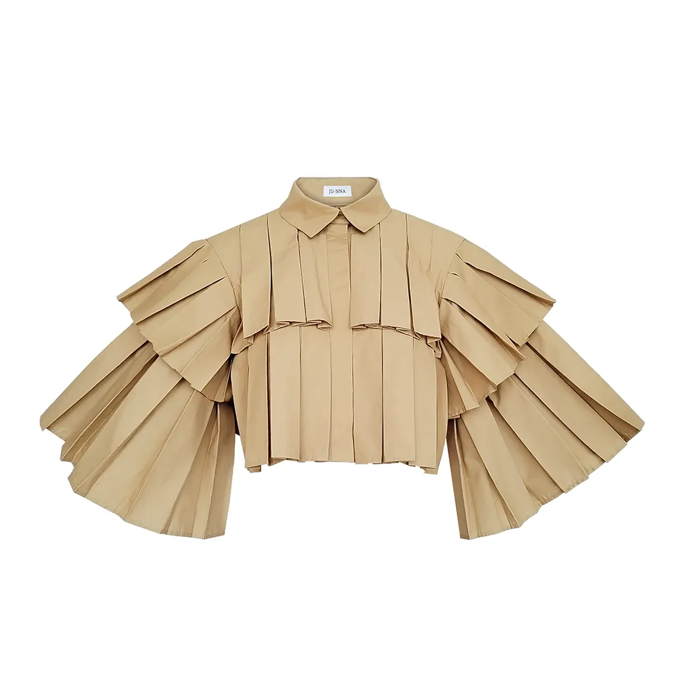 Eva- Organic Cotton Tiered Pleat Open Back Shirt