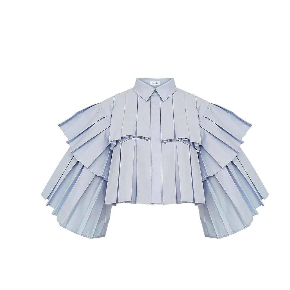 Eva- Organic Cotton Tiered Pleat Open Back Shirt