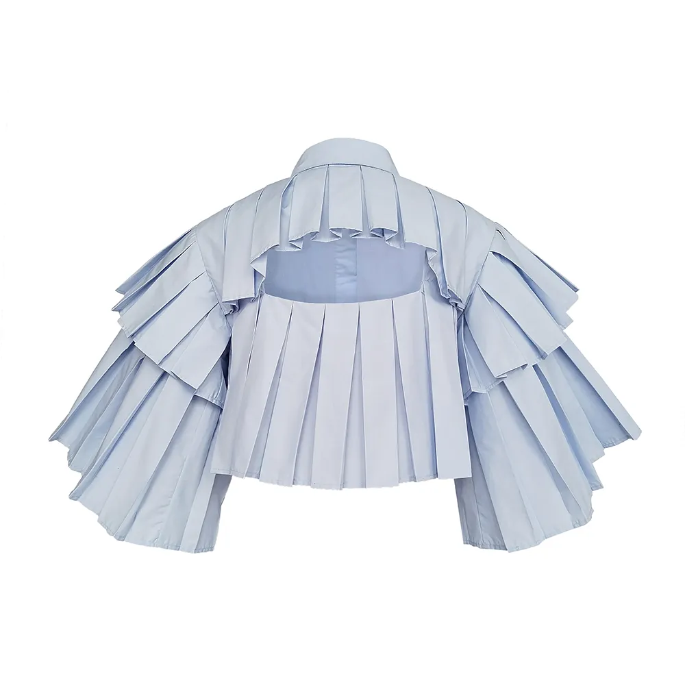 Eva- Organic Cotton Tiered Pleat Open Back Shirt