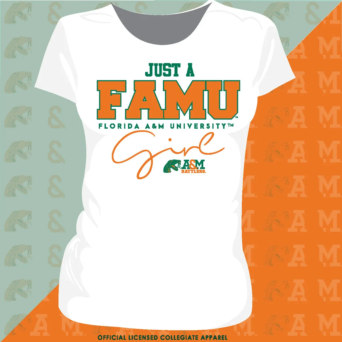 FAMU | JUST A GIRL White Ladies Tees (**)